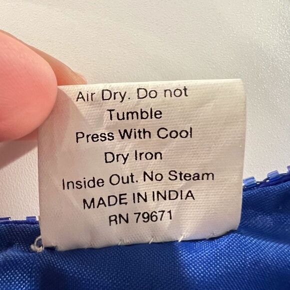 VTG Stenay Women 4 100% Pure Silk Royal Blue Beaded Fringe Elegant Flapper Dress - Picture 11 of 15